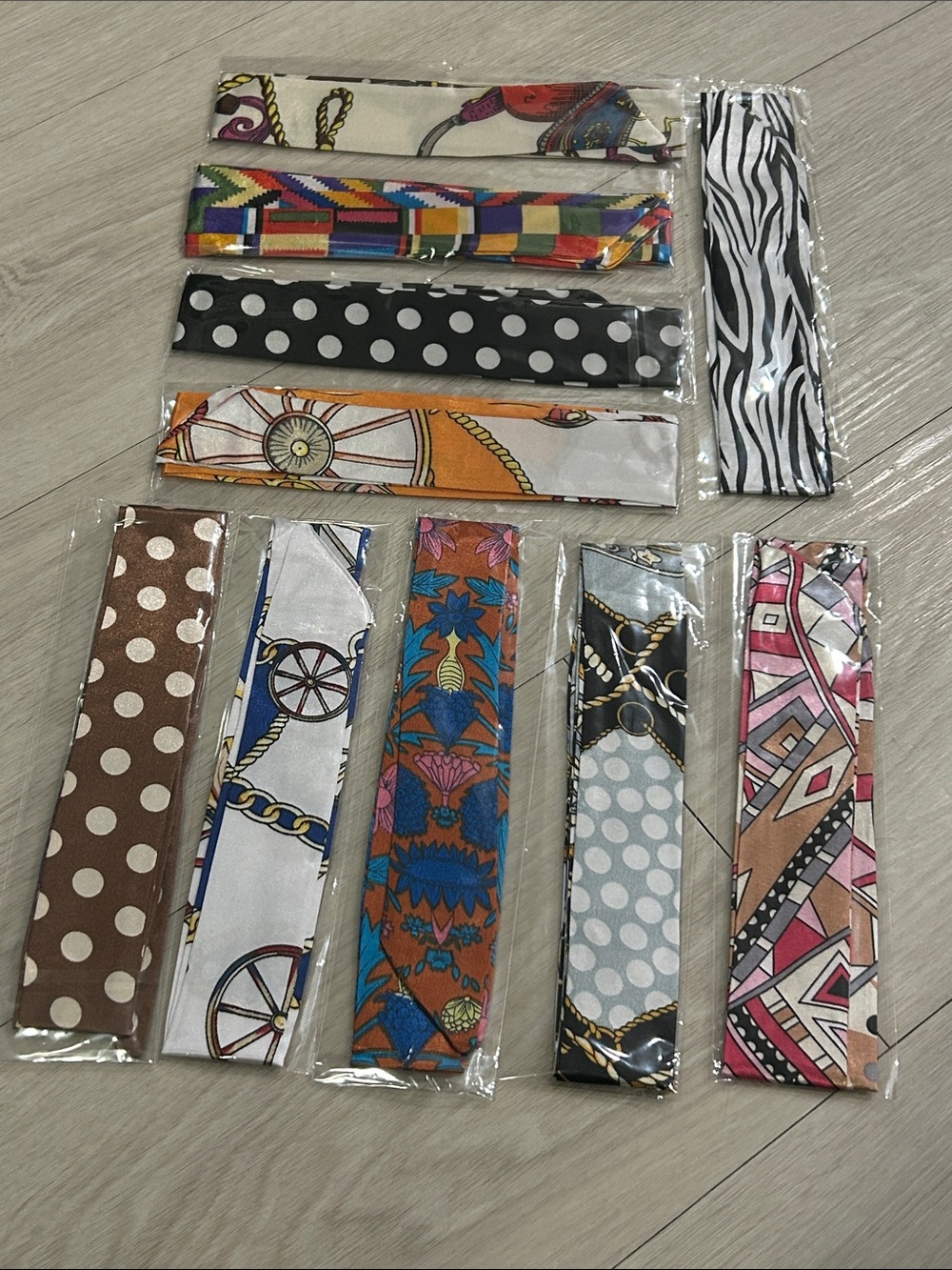 Purse Satin Scarf Set of 10 #22—Various Patterns and Colors
